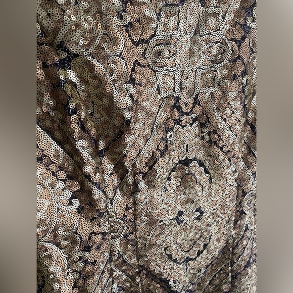 Nanette Lepore Gold Sequin Mini Sheath Dress Cap Sleeve Cocktail Metallic Size 2 - Picture 5 of 9